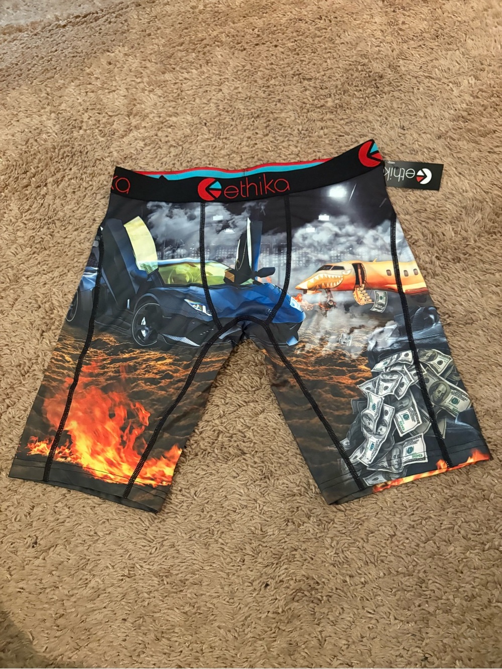 ethika Men’s Graphic Athletic Shorts - Black, Blue, Orange, Red